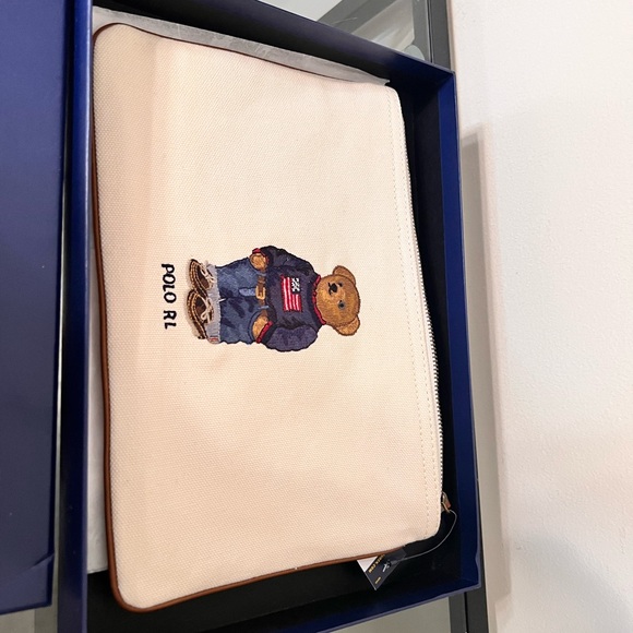 SOLD 🤷‍♀️😃Ralph Lauren Polo Bear Beige Pouch Toiletry Cosmetic Bag NWT - Picture 13 of 15